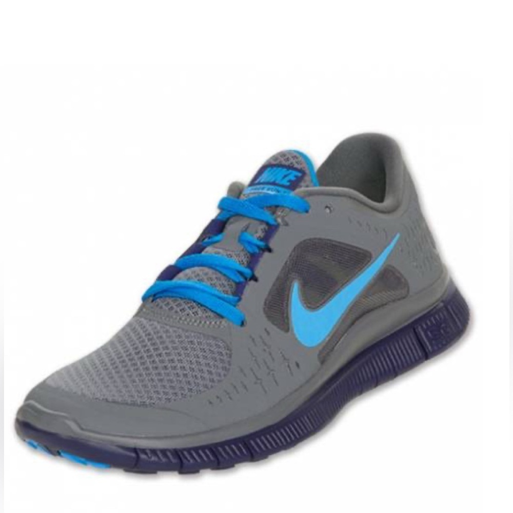 Nike Free Run 3 Women's Shoes Size 6.5 Gray Blue Running Athletic